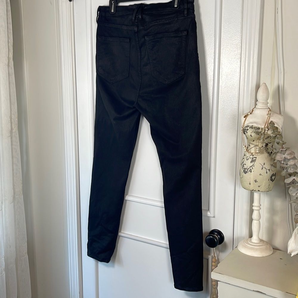 EUC Good American "Good Legs" Black Wax Coated Jeans 16 $169